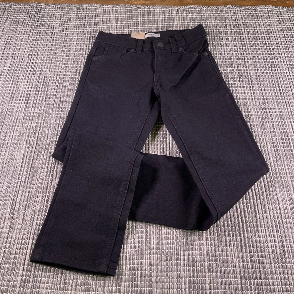 Levis 511 Slim Kids Jeans Black Adjustable Waist Stretch Denim Size 7 Regular